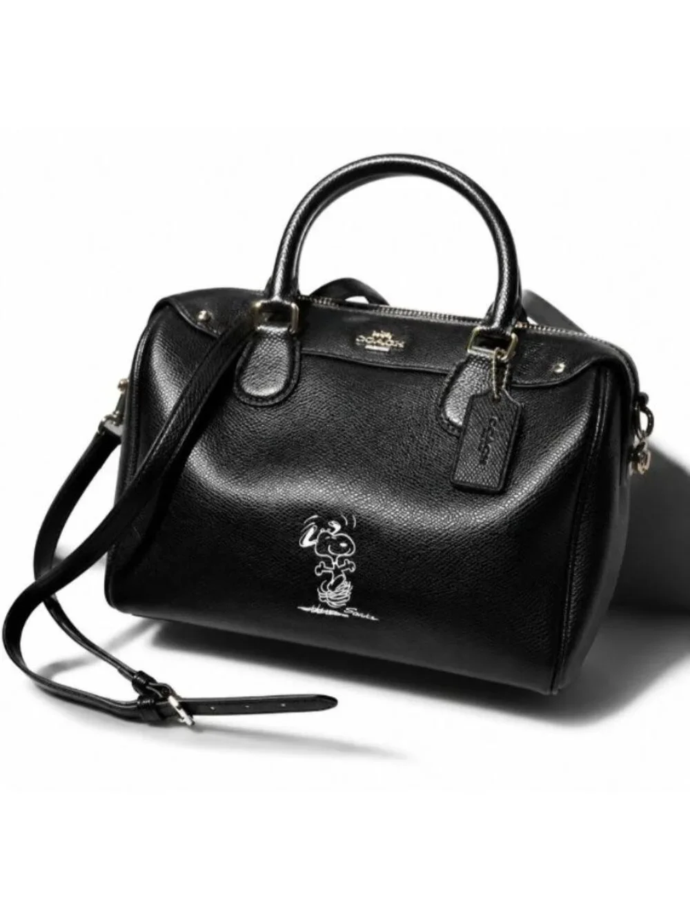 Coach x Peanuts Snoopy Mini Bennett Satchel Black Leather Crossbody Bag NWOT - Picture 2 of 16